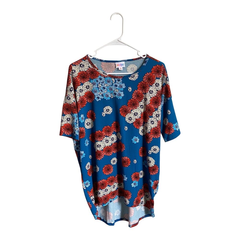 Lularoe Red, White and Blue Floral Irma Tunic Sz XS NWT
